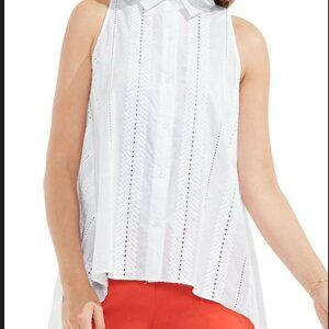 Vince Camuto White Sleeveless Tunic Top 2X | 100% Cotton